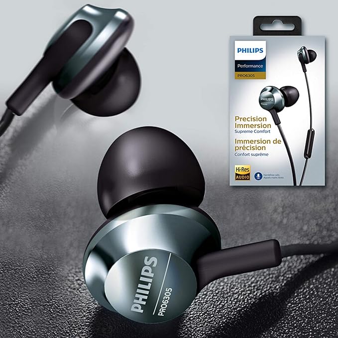 Philips Pro Wired Earbuds with Microphone Hi-Res Audio Earphones with Cord Lightweight and Comfortable Wired in Ear Headphones with Mic Powerful and Clear Sound for All Your Audio Experiences