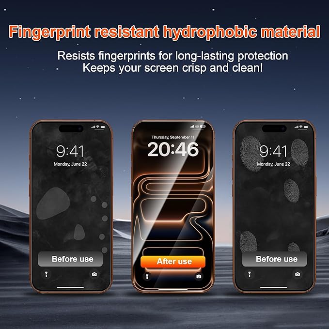 OneFish for iPhone 16 Pro Privacy Screen Protector - 4 Way 360 Anti Spy Bubble Free Easy Installation with Auto Dust-Elimination for 16 Pro