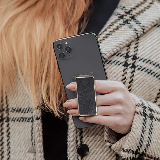HANDL New York Black and Gold Professional Leather Collection HANDLstick Grip and Stand for Smartphone