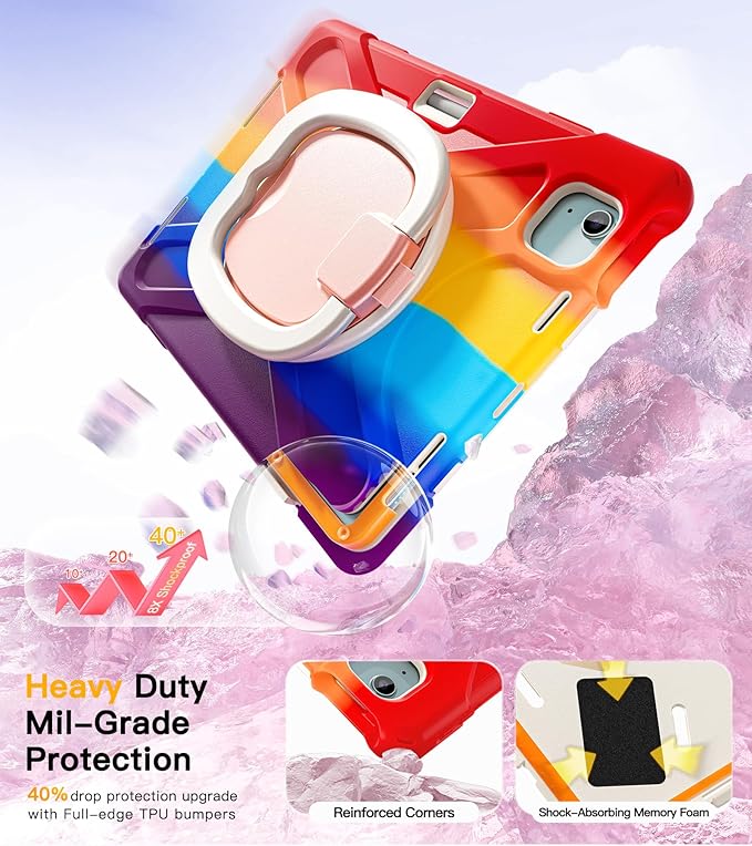 BRAECN for iPad Air 11 Inch Case M4 2026/M3 2025/M2 2024 iPad Air 5th/4th Gen 10.9” iPad Pro 11 4th/3rd/2nd/1st Gen Kids Cover with Screen ProtectorShoulder StrapPencil Holder Handle &amp Kickst