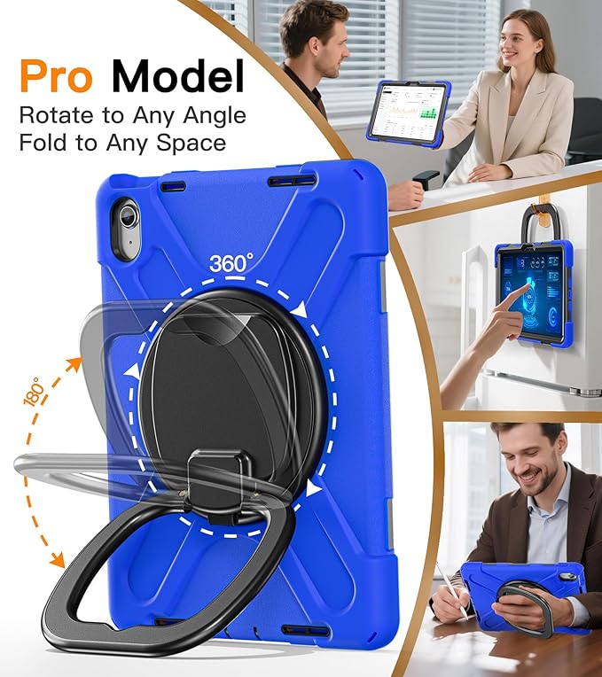 BATYUE Case for iPad (A16) 11th/10th Gen 11''/10.9'' 2025/2022 - Heavy Duty Shockproof Cover with 360° Rotating &amp 180° Folding Stand Screen Protector Shoulder Strap &amp Pencil Holder | Blue