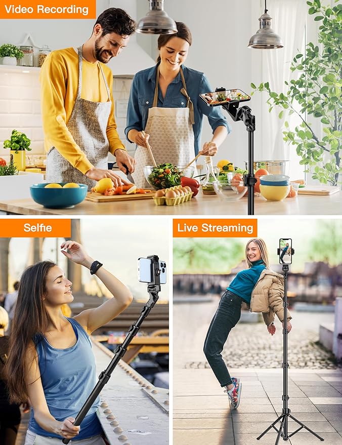 Phone Tripod 86 Tall Tripod for iPhone with Flexible Gooseneck &amp Remote Portable Aluminum Cellphone Stand for Selfies Video RecordingTravel Compatible with iPhone Android