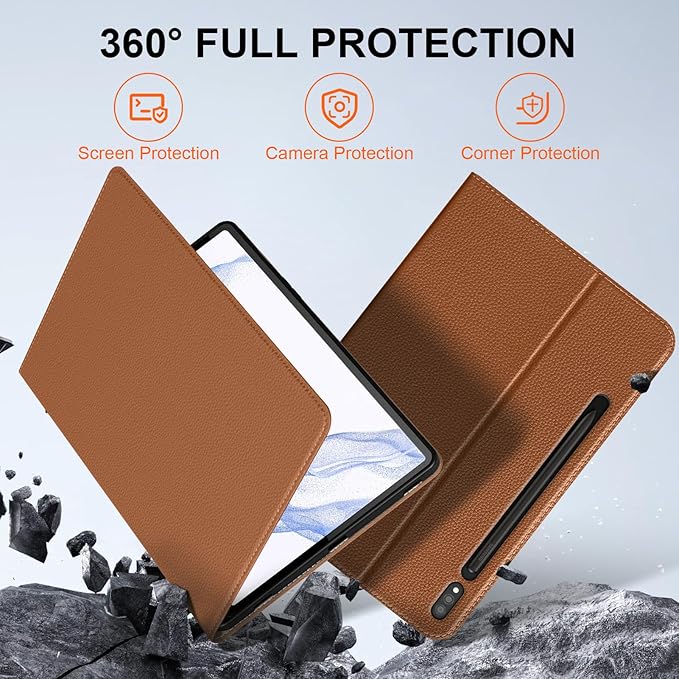 for Samsung Galaxy Tab S7/S8 11 inch Case with S Pen Holder 2020/2022 Model(SM-X700/X706/T870/T875/T876) Premium Microfiber Leather Cover Protective ShellAuto Wake/Sleep.Brown