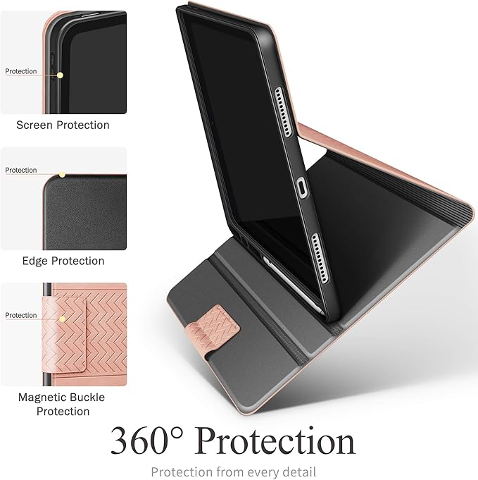 auaua Case for iPad Air 3rd Generation 2019 / iPad Pro 10.5 2017 with Built-in Pencil Holder Auto Sleep/Wake Adjustable Angle Vegan Leather (Pink)