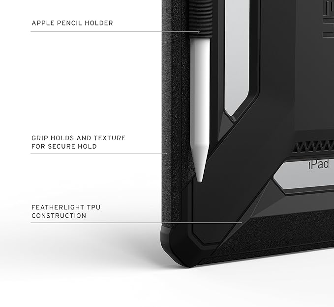URBAN ARMOR GEAR UAG Designed for iPad A16 Case Fits 11 11th Gen 2025 10.9 10th Gen 2022 (A3354 A3355) Scout LT - Secure Grip Kids Family Friendly Military Grade Drop Protection Cover Black