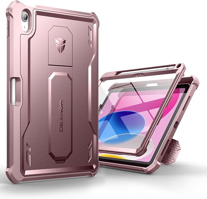 Dexnor Case for iPad (A16) 11th Generation 11 Inch 2025 iPad 10th Generation 10.9 Inch 2022 with Pen Holder [Built-in Screen Protector &amp Kickstand] Heavy Duty Rugged Full Body Protective Cover P