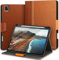 KingBlanc Case for iPad Pro 11 inch 4th/3rd/2nd/1st Generation (2022/2021/2020/2018) with Pencil Holder PU Leather Protective Stand Folio Auto Sleep/Wake Multi-Angles for Viewing/Typing Brown
