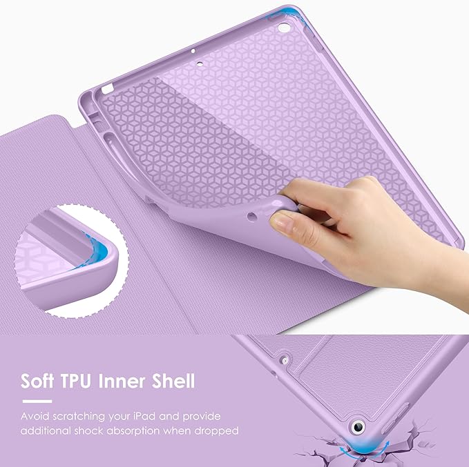 VIKESI Case for iPad 9th / 8th / 7th Generation 10.2 inch (2021/2020/2019 Released)Multiple Angles Magnetic Stand CoverShockproof BackPencil Holderand Auto Sleep/WakeLilac