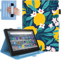 Case for All-New Kindle Fire HD 10 &amp Fire HD 10 Plus Tablet (10.1 11th Generation 2021 Release)Shockproof Protective PU Leather Case with Hand Strap Smart Stand Magnetic CoverLemon