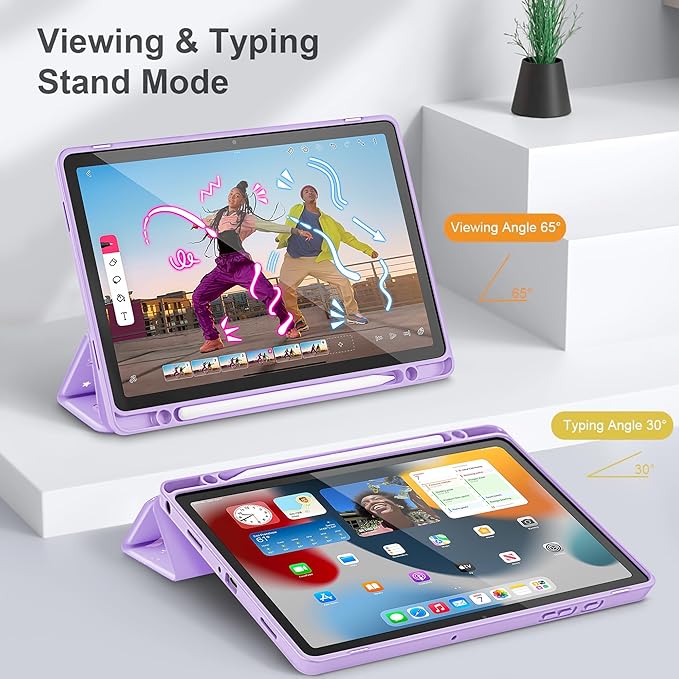 Tuiklol for Samsung Galaxy Tab A9+ Tablet 11” / A9+ Plus 2024 2023Buit-in S-Pen Holder with Clear Protective Cover Transparent Back Shell Auto Wake/Sleep Samsung Tab A9 Plus CoverBow-Purple