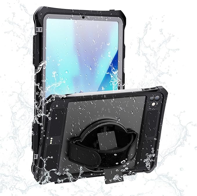 IP68 Waterproof Case for iPad Pro 11-inch M4 2024 with [Pencil Holder] [Swivel Kickstand] [Hand Grip] Shock-Dust-Proof Full-Sealing Watertight Cover Compatible with Magic Keyboard A2836/A2837