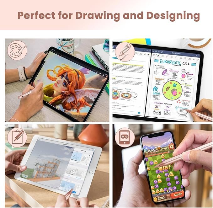 Active Stylus Pencil for Samsung Galaxy Tablet A9 A8 A7New Plastic Point Tip with Precise and Accurate Drawing Pencil Compatible with Samsung Galaxy Tablet A9 A8 A7 Stylus PenPink