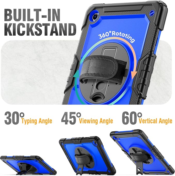 HXCASEAC Case for Samsung Galaxy Tab A11+ Plus 11 Inch Protective with Screen Protector/Hand Strap/Pen Holder Sturdy Shockproof for Samsung A11 Plus Tablet Case 5G SM-X230 SM-X236 SM-X238U - Blue