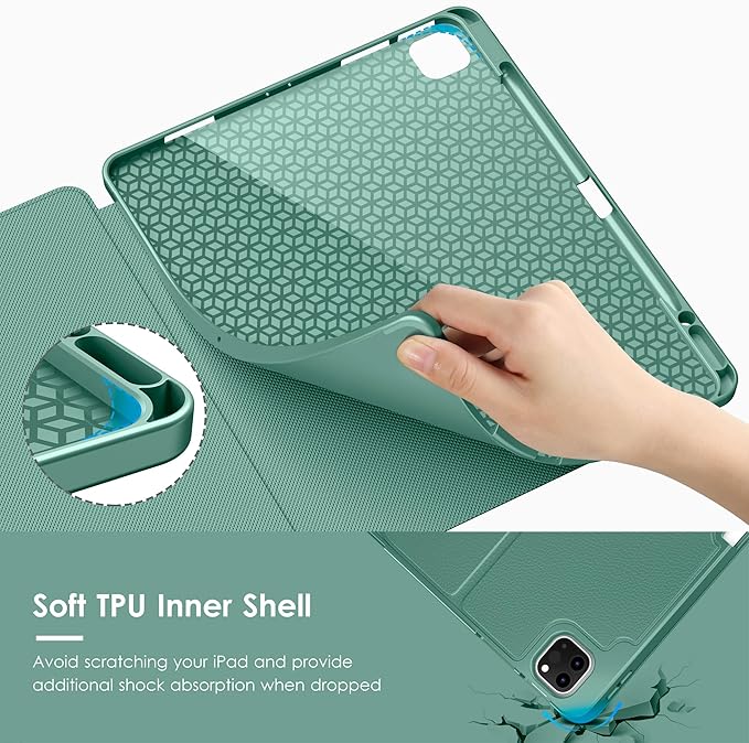 VIKESI Case for iPad Air 13 inch (M4) 2026 / (M3) 2025 / (M2) 2024Multiple Angles Magnetic Stand CoverShockproof Soft BackPencil Holderand Auto Sleep/WakeForest Green
