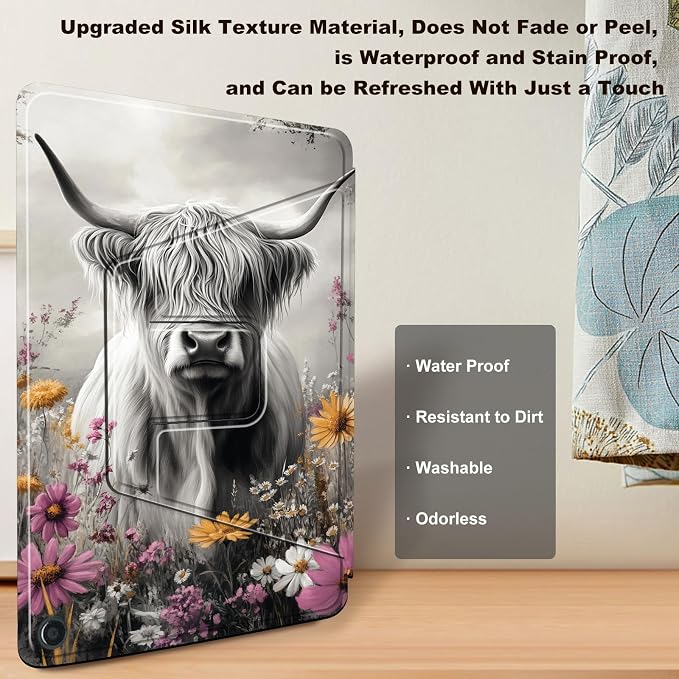 B&W Highland Cow Floral