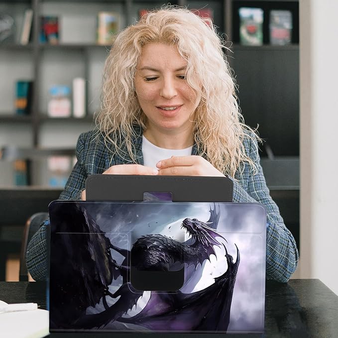 for Universal 10 10.1 Inch Android Tablet Case 360 Degree Rotating PU Leather Stand Folio Cover for iPad 9.7/10.2/10.5/Galaxy Tab 9-10.5/Fire HD10 and More 9.0-10.5 Inch TabletBig Purple Dragon