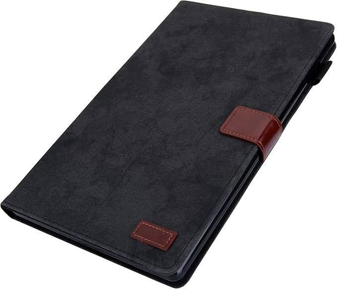 Folding Case for Amazon Fire HD 10 9th/7th/5th Gen Techcircle Smart Flip [Wake/Sleep] Solid PU Leather Protective Cover for All-New Kindle Fire HD 10.1 inch Tablet 2019/2017/2015 Release Black