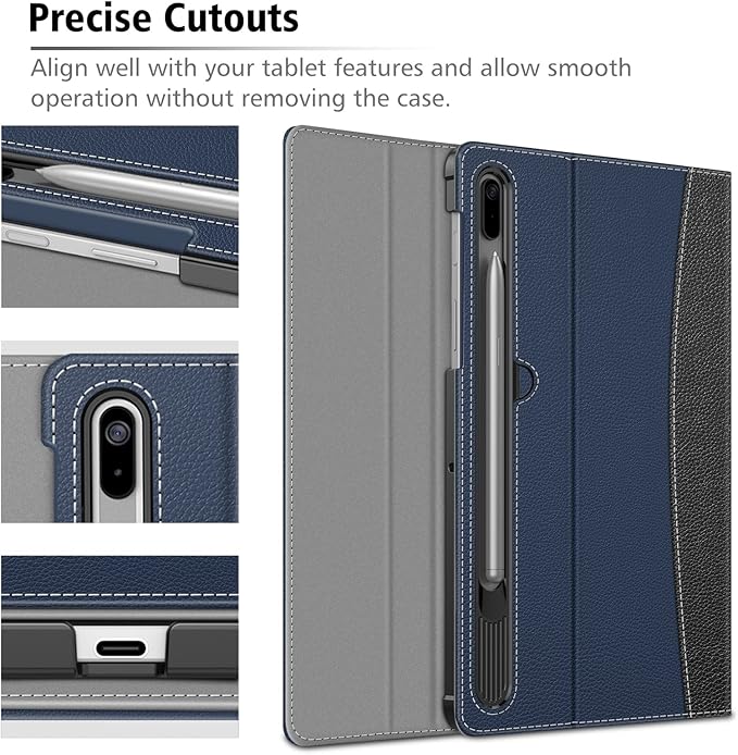 Fintie Case for Samsung Galaxy Tab S8 Plus 2022/S7 FE 2021/S7 Plus 2020 12.4 Inch with S Pen Holder Multiple Angle Portfolio Cover with Pocket Auto Sleep/Wake Navy