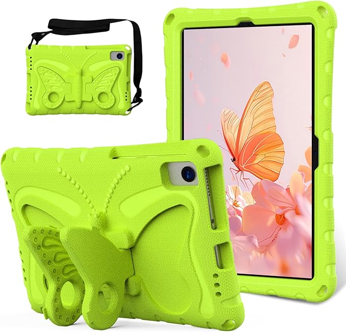 YEMENGHUA Heavy Duty Protection Compatible with Samsung Galaxy Tab S5e 10.5 (2019) SM-T720Lightweight EVA Kid Friendly Shockproof Protective CaseShoulder Strap Case Butterfly Kids Case(Grass Green)