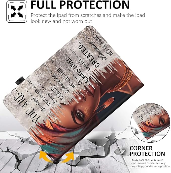 Case for All-New Amazon Fire HD 10 and 10 Plus Tablet (13th/11th Generation 2023/2021 Release) 10.1 - Slim Fit Standing Cover with Auto Sleep/WakeAfrican American Black Girl Quotes