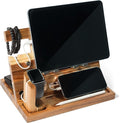Wood Phone Docking Station for Men Nightstand Organizer Gifts for Him from Daughter Son Wife Christmas Anniversary Birthday Gift Ideas for Husband Him