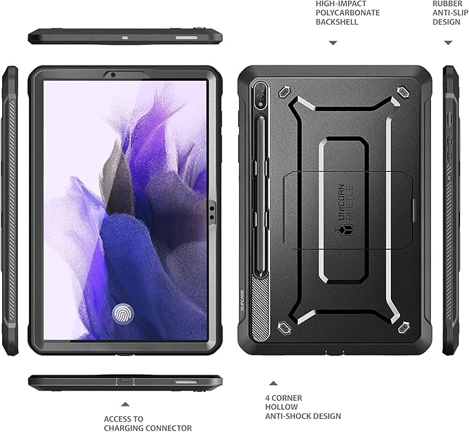 SUPCASE Unicorn Beetle Pro Series Rugged Full Body Case for Samsung Galaxy Tab S7 FE 12.4 inch (2021) with Built-in Screen Protector and Pen Holder S (Black)
