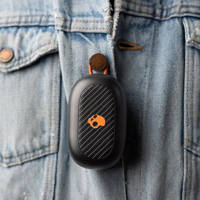 Skullcandy Push Play Active Wireless Earbuds Bluetooth Headphones Noise Isolating Fit 34 Hrs Battery Secure-Fit Over-Ear Hanger Sweat Water Resistant Microphone for iPhone Android - Black/Orange