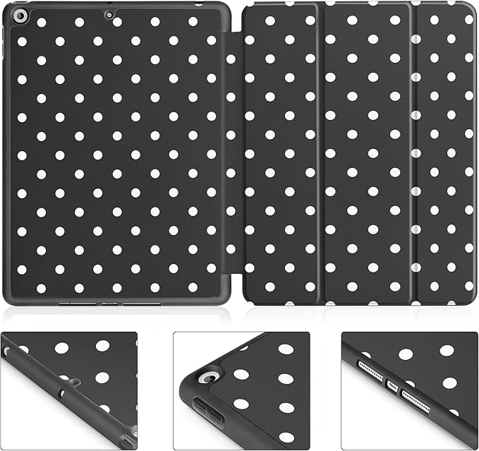 Tuiklol Case for iPad 10.2 Inch 2021 2020 2018 Release 9th / 8th / 7th Generation Built-in Pencil Holder TPU Protective Stand Back Cover Trifold Stand-Auto Wake/Sleep Spot-Black