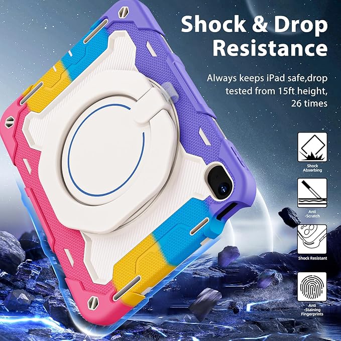 ROISKIN Case for iPad 11 inch (A16) 11th Generation 2025 iPad 10th Generation Case 10.9 for Kids with Screen Protector360 Kickstand &amp HandleShoulder StrapHeavy Duty Military Grade Drop Protec