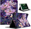 Compatible with iPad Air 13 inch Case (M3 2025 /M2 2024)/12.9 inch Case (6th/5th/4th/3rd 2022/2021/2020/2018) with Pencil HolderAuto Wake/Sleep Protect CoverStained Glass Flower Floral Purple