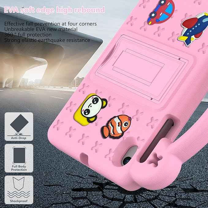 Compatible with ONN 10.1(4th Gen 2024)/Teclast M50 HD 10.1/Teclast M50 Pro 10.1(2023)/Blackview Tab 80 10.1(2023) Tablet Case Case with Shoulder Strap Handle &amp Pen Tray Pink