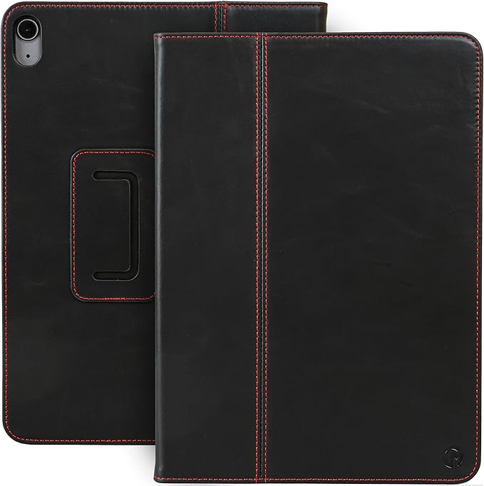 Casemade Real Leather Case Compatible with iPad Air 11-inch M4/M3/M2 (2026/2025/2024) iPad Air 5th/4th Generation 10.9'' - Full-Grain Leather Cover Auto Sleep/Wake Dual Stand Position (Black)