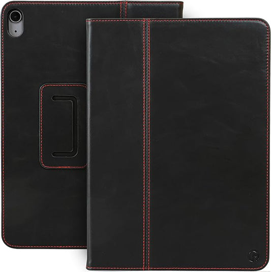 Casemade Real Leather Case Compatible with iPad Air 11-inch M4/M3/M2 (2026/2025/2024) iPad Air 5th/4th Generation 10.9'' - Full-Grain Leather Cover Auto Sleep/Wake Dual Stand Position (Black)