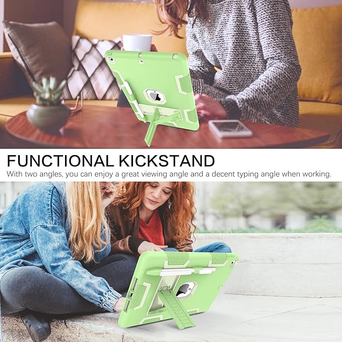 BENTOBEN Case for iPad 9th/8th/7th Generation 3 in 1 Heavy Duty Rugged Shockproof Protective Cover with Stand Pen Holder Matcha