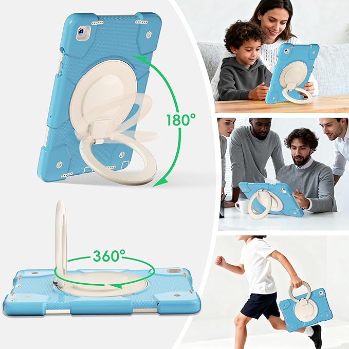 Case for Samsung Galaxy Tab A9+/A9 Plus Case 11 Inch with Screen Protector/360° Rotating Stand/Pen Holder/Shoulder Strap Shockproof Cover for Tablet A9+ 5g (Blue)