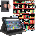 Case for All-New Kindle Fire HD 10 &amp Fire HD 10 Plus Tablet (10.1 11th Generation 2021 Release)Shockproof Protective PU Leather Case with Hand Strap Smart Stand Magnetic CoverBookshelf Cat