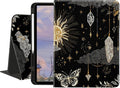 Cute Case for iPad Pro 11 Inch 2022/2021/2020/2018Dreamy Moon Stars Textured Folio Case with Pencil Holder Multi-Angle View Adjustable Stand Auto Wake/Sleep for Women