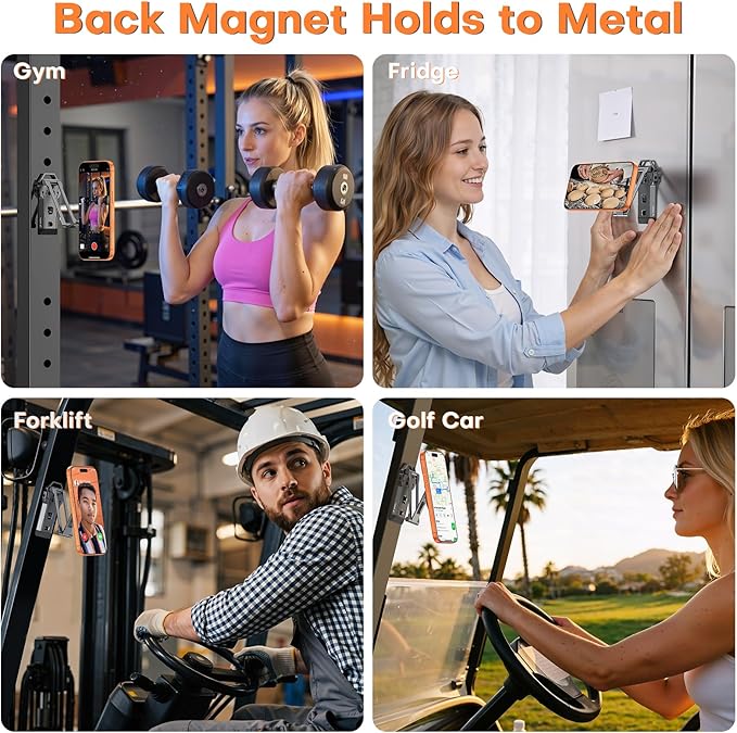 OMOTON TP06 [Equipped Lanyard] for MagSafe Tripod Hook with Magnet Back &amp Arca-Swiss Base 360°Rotating with 1/4 Screw Magnetic Phone Tripod for iPhone 17/16 Pro Max Air Fits Vlog Travel Gym