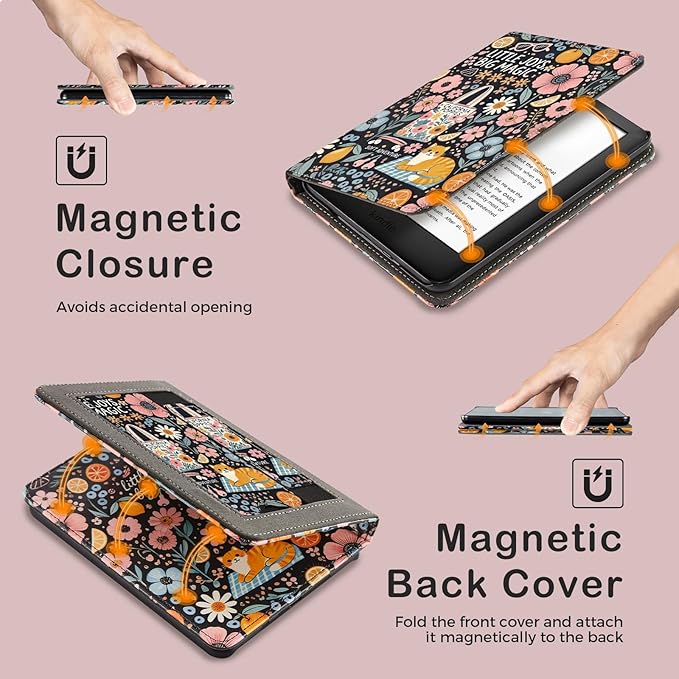 CoBak Case for 6 E-Reader - PU Leather Smart Cover with Auto Sleep/Wake &amp Hand Strap not Compatible with Kobo ClaraLittle Joys
