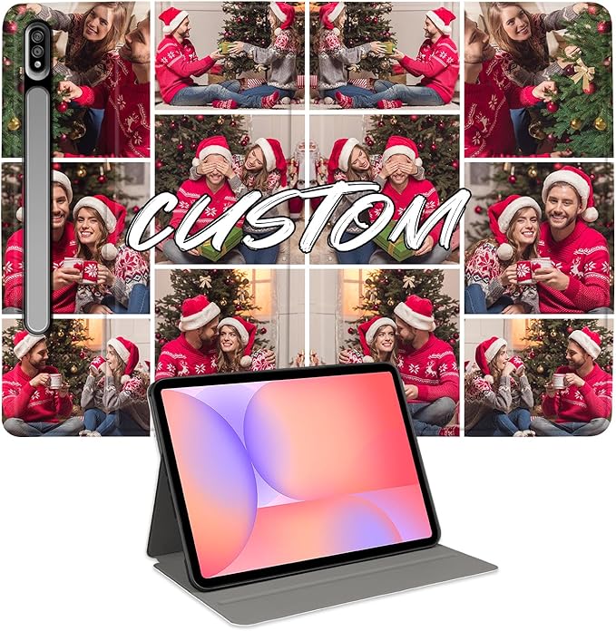 Custom Photo Personalized Flip Case for Samsung Galaxy Tab S7+/S7 Plus 12.4 inch(2020)Model Code: SM-T976B/T975 Samsung Galaxy Tablet Customized Picture Text Leather Stand Cover Protective Case