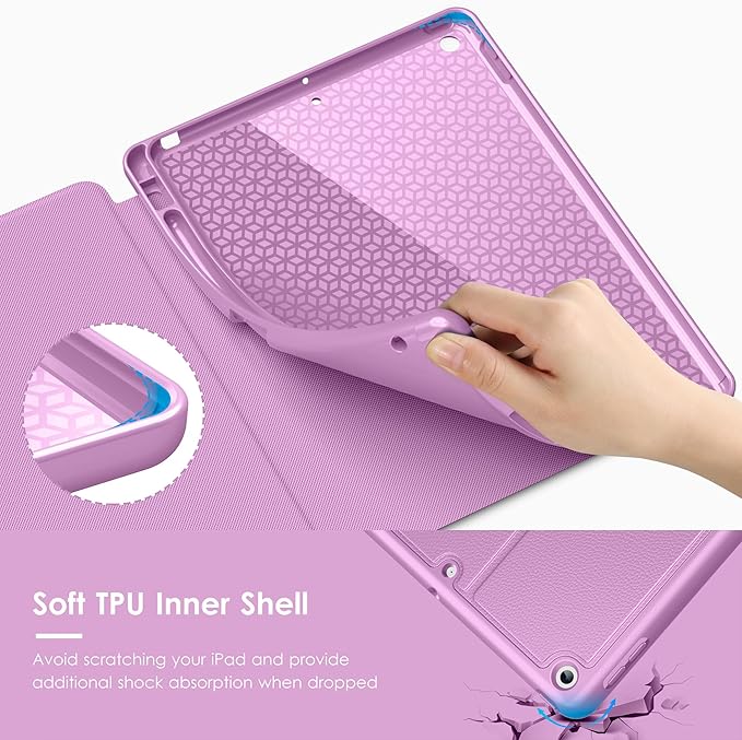 VIKESI Case for iPad 9th / 8th / 7th Generation 10.2 inch (2021/2020/2019 Released)Multiple Angles Magnetic Stand CoverShockproof BackPencil Holderand Auto Sleep/WakePurple