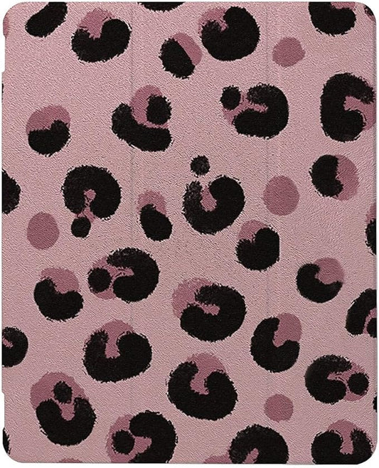 Pink Leopard Ripple Case Compatible with iPad 9th 8th 7th Generation 10.9 Inch 2021/2019/2018Funny Cover with Trifold Stand + Pencil Holder for Boys GirlsiPad 10.9in 2022