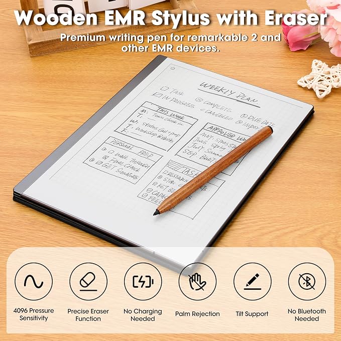 Stylus Pen for Kindle Scribe Pen &amp Remarkable 2 Pen Wooden Stylus Pencil Styluses Pen with Eraser Tilt Support &amp Palm Rejection 3 Replacement Pen Tips No Bluetooth Needed