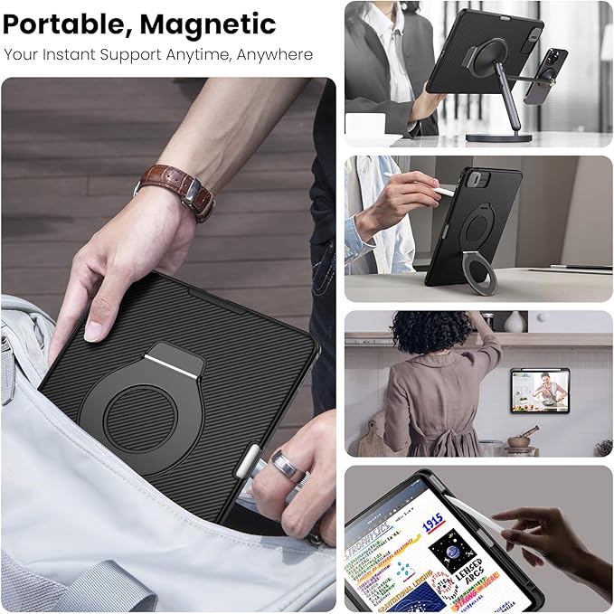 Nillkin Camshied Pro Case for iPad Pro M5 11 inch 2025 M4 2024 Magnetic Slim Protective Case with Stable Adjustable Tablet Kickstand Holder Pencil PocketGeneral Aviation Vertical/Horizontal Stand