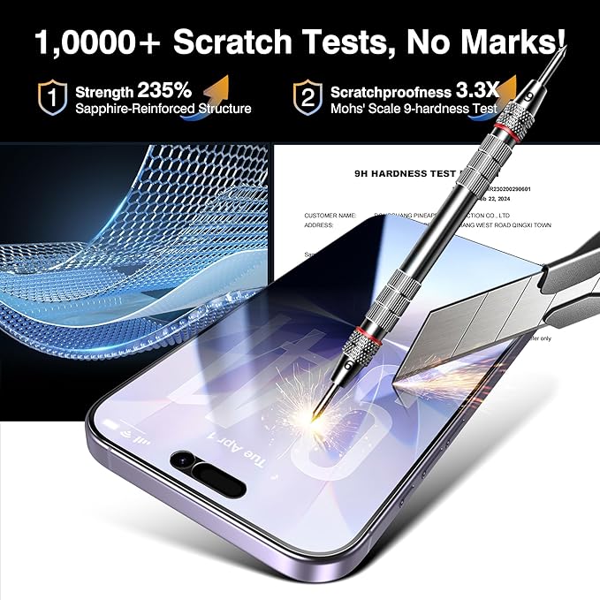 EZ-GLAZ- 4 Pack for iPhone 17 Privacy Screen Protector [6.3] With 2 Pack Camera Lens Protector 9H+ Hardness 12FT Military Grade Shatterproof Scratch Resistant Durable Tempered Glass Film with Flawle