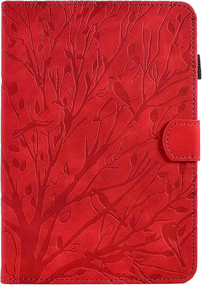for Amazon Kindle Fire HD 8 &amp Fire HD 8 Plus Case (12th/10th Generation 2024/2022/2020) 8 UUcovers Embossed Magneic Smart Cover with Stand/Pencil Holder [Auto Sleep/Wake] Red Lucky Tree