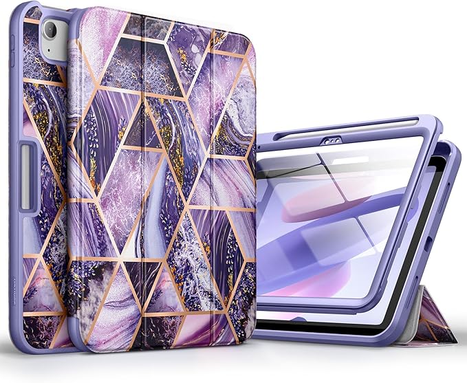 SURITCH Case for iPad (A16) 11th Generation 11 Inch 2025/iPad 10th Generation 10.9 Inch 2022 with Screen Protector Pencil Holder Tri-fold Stand Auto Wake/Sleep Shockproof Protection Lavender