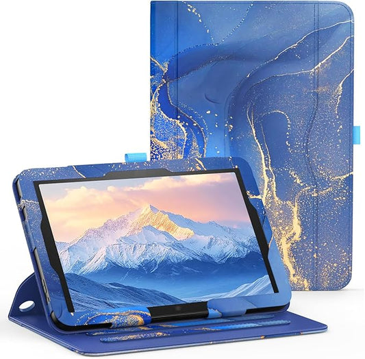 Case for 10 &amp 10 Plus Tablet (13th/ 11th Generation 2023/2021 Released) 360 Degree Rotating Stand PU Leather Cover with Pencil Holder Auto Sleep/Wake Pocket Design Marble Gray Blue