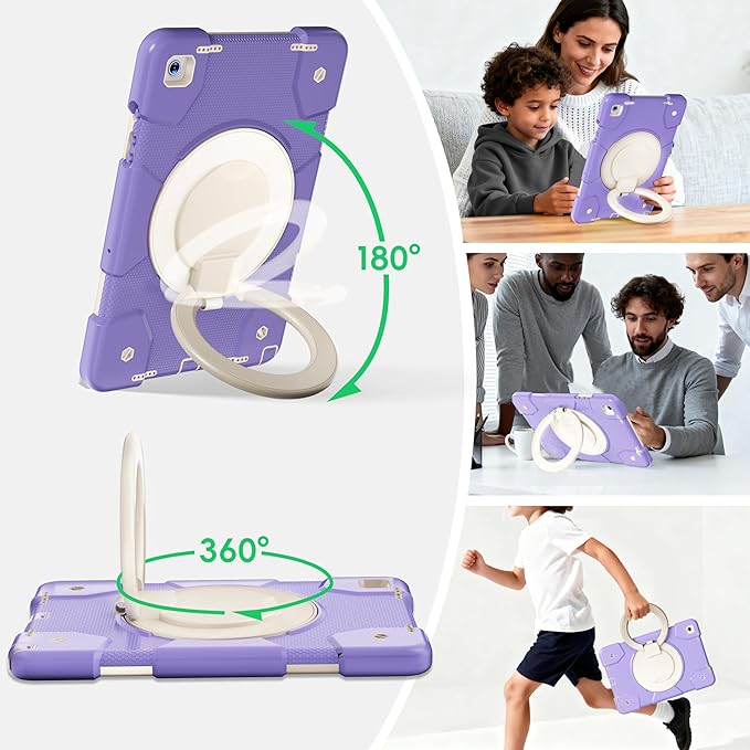 Case for Samsung Galaxy Tab A9+/A9 Plus Case 11 Inch with Screen Protector/360° Rotating Stand/Pen Holder/Shoulder Strap Shockproof Cover for Tablet A9+ 5g (Purple)