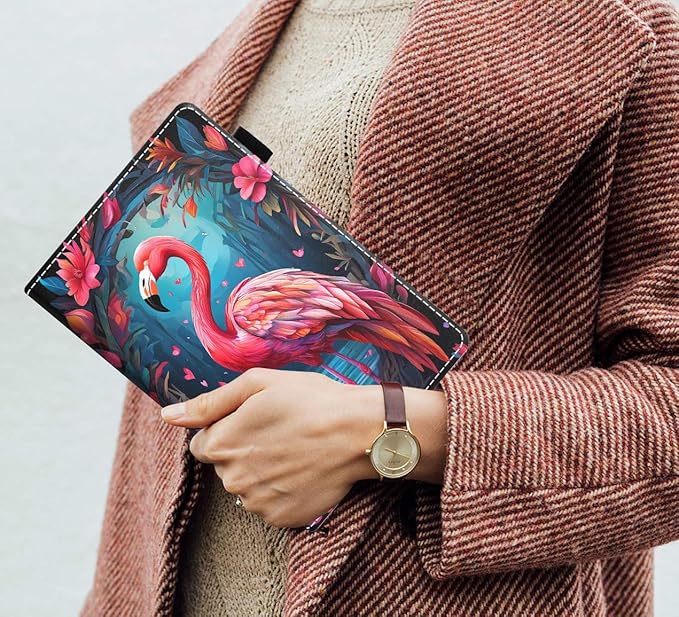 Case for Amazon Fire HD 10/HD 10 Plus Tablet 10.1 (13th/11th Generation 2023/2021 Release) Slim PU Leather Cover with Card Slot &amp Auto Wake/Sleep - Flamingo